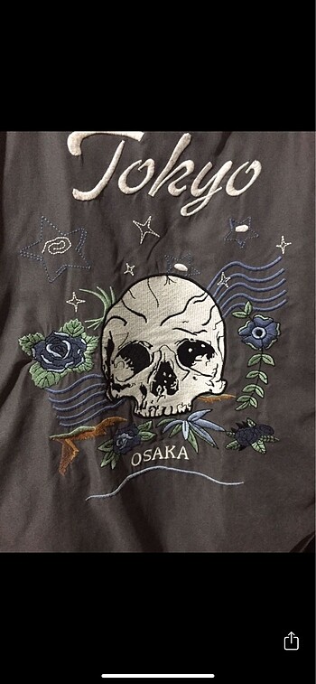 s Beden gri Renk skull kuru kafa işlemeli ceket