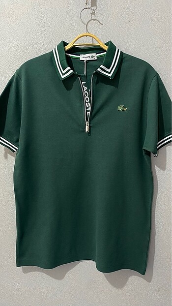 LACOSTE KOYU YEŞİL YARIM FERMUARLI POLO YAKA T-SHIRT (PREMİUM)