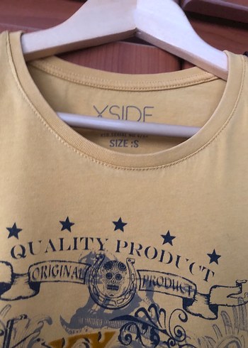 Erkek Sarı Baskılı Pamuklu Tişört - Görsel 4