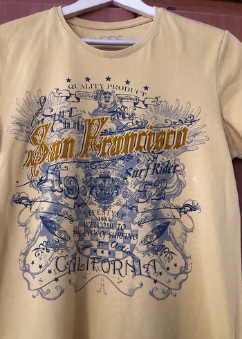 Erkek Sarı Baskılı Pamuklu Tişört - Görsel 3