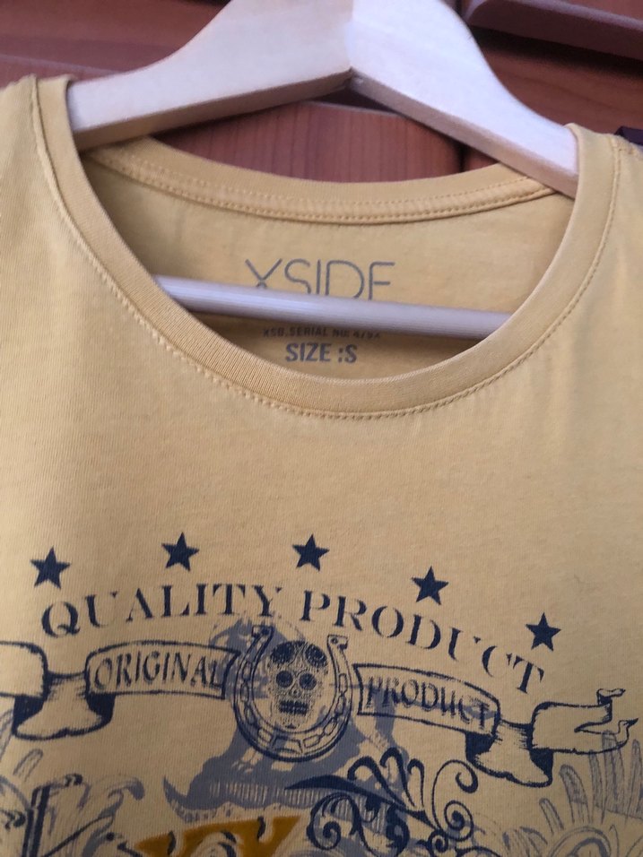 Erkek Sarı Baskılı Pamuklu Tişört - Görsel 4