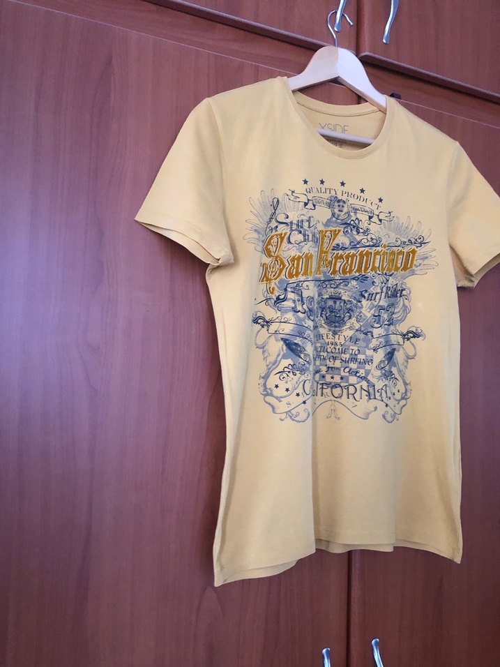 Erkek Sarı Baskılı Pamuklu Tişört - Görsel 2