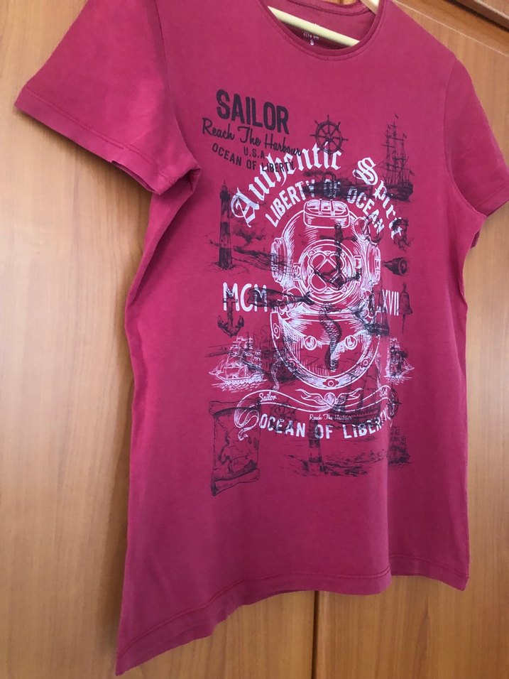 Bordo Renkli Baskılı Erkek Tişört - Görsel 3