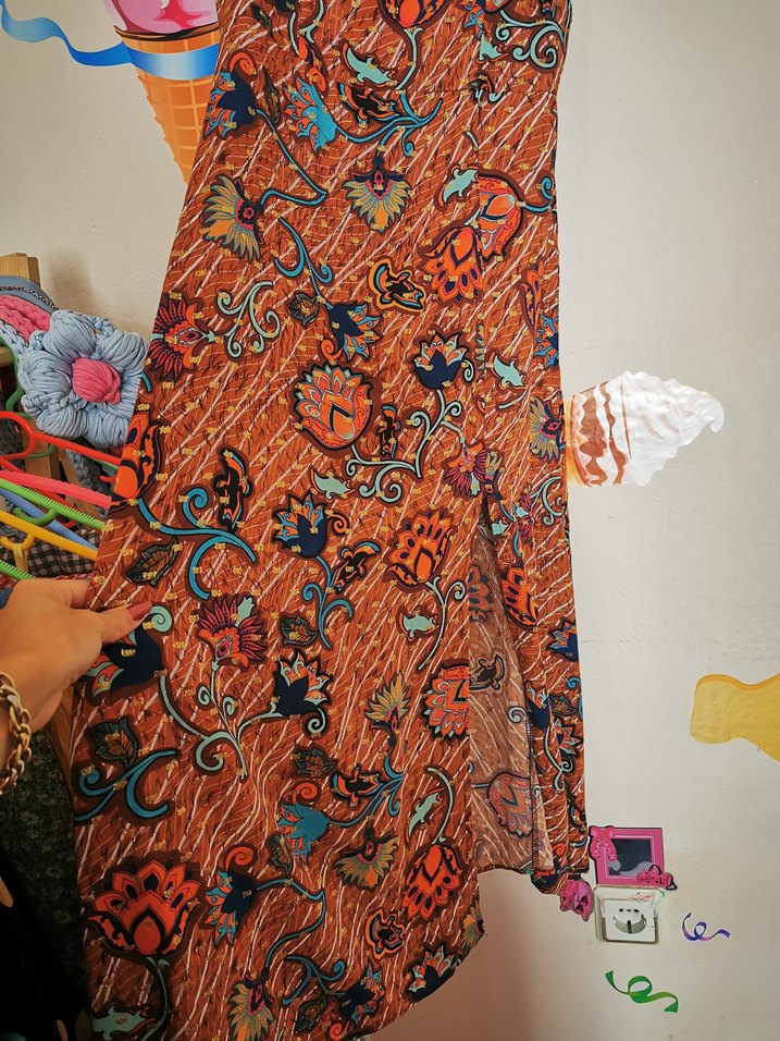 Renkli Desenli Bohem Uzun Hamile Elbisesi - Görsel 2