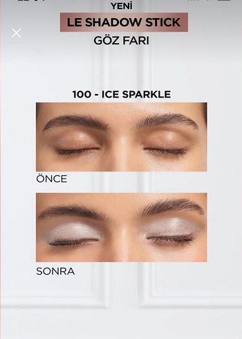 L'Oréal Le Shadow Stick Göz Farı 100 Ice Sparkle - Görsel 2