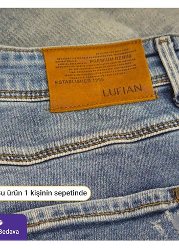 Lufian Lacivert Mini Denim Jean Pantolon
