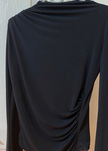 Uzun Kollu Siyah Drapeli Gotik Bluz - Görsel 3