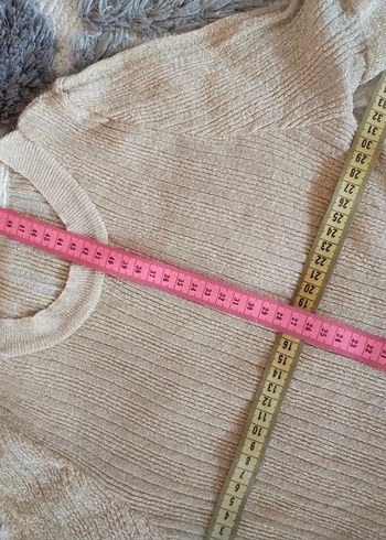 Bej Kısa Kollu Bohem Triko Kadın Kazak - Görsel 7