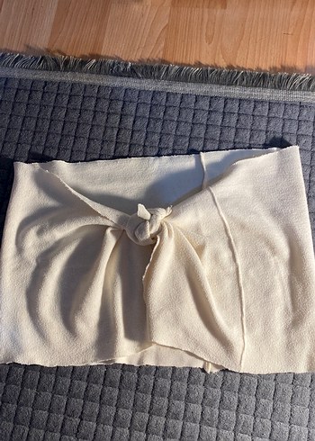 Bej straplez bluz - Görsel 4