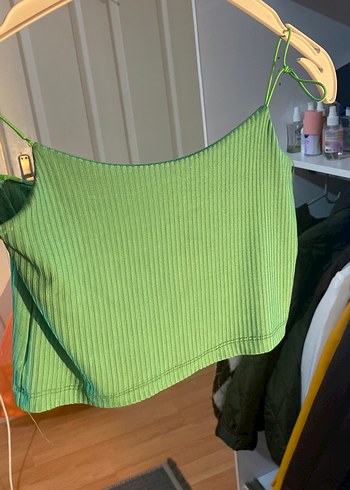 Yeşil İnce Askılı Örme Kadın Atlet - Görsel 2