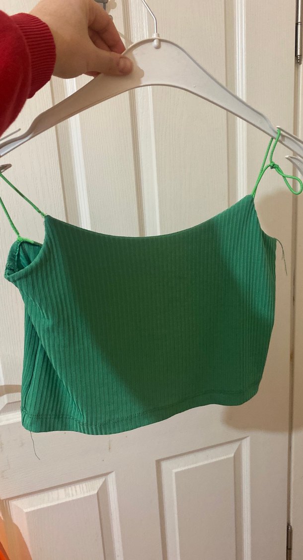 Yeşil İnce Askılı Örme Kadın Atlet - Görsel 4