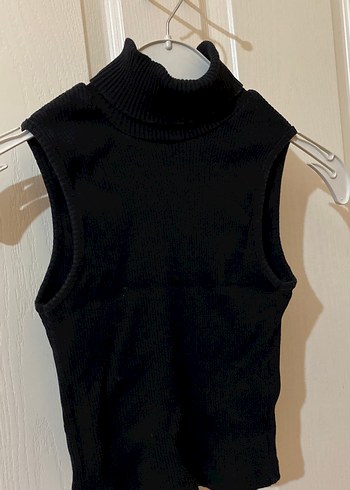 Siyah Yarım Boğazlı Kolsuz Kadın Süveter - Görsel 3