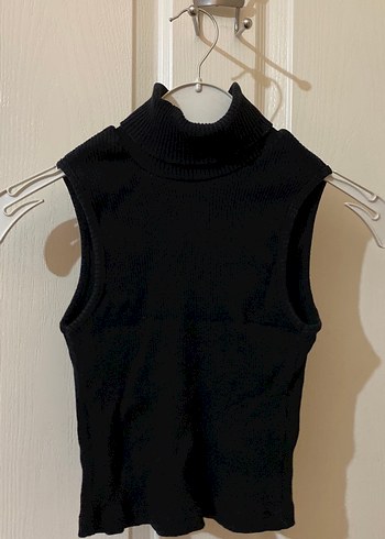 Siyah Yarım Boğazlı Kolsuz Kadın Süveter - Görsel 2