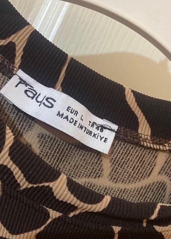 Kısa Kollu Baskılı Kahverengi Kadın Tişört - Görsel 4