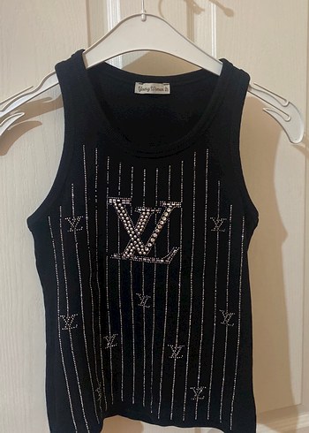 Siyah V Yaka Mini Payetli Atlet - Görsel 4
