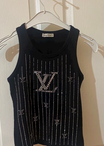 Siyah V Yaka Mini Payetli Atlet - Görsel 3