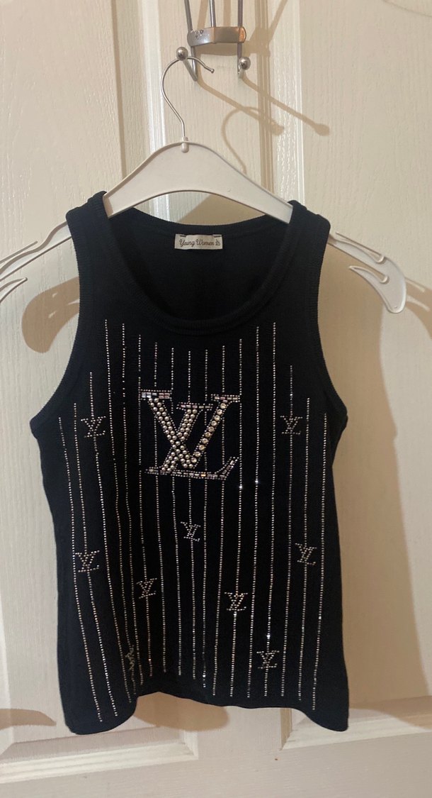 Siyah V Yaka Mini Payetli Atlet - Görsel 3