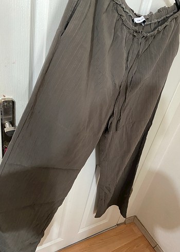 Kadın Kahverengi Keten Salaş Pantolon - Görsel 6