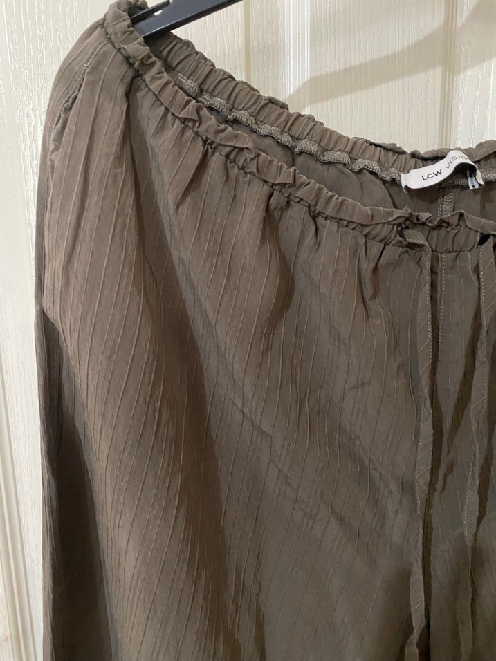 Kadın Kahverengi Keten Salaş Pantolon - Görsel 3