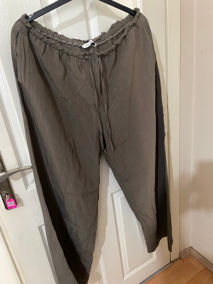 Kadın Kahverengi Keten Salaş Pantolon - Görsel 2