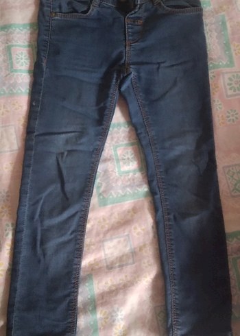 Erkek Çocuk Koyu Mavi Bağlama Desenli Denim Pantolon - Görsel 3