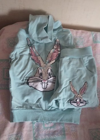 şu yeşili Nakışlı Kız Eşofman Takımı - Görsel 3