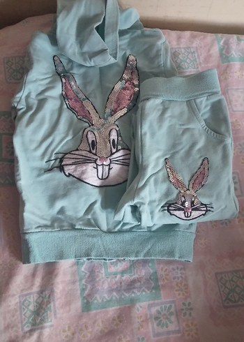 şu yeşili Nakışlı Kız Eşofman Takımı - Görsel 4