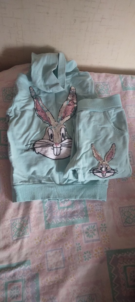 şu yeşili Nakışlı Kız Eşofman Takımı - Görsel 4