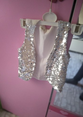 Kız Çocuk Payetli Beyaz Bolero - Görsel 3