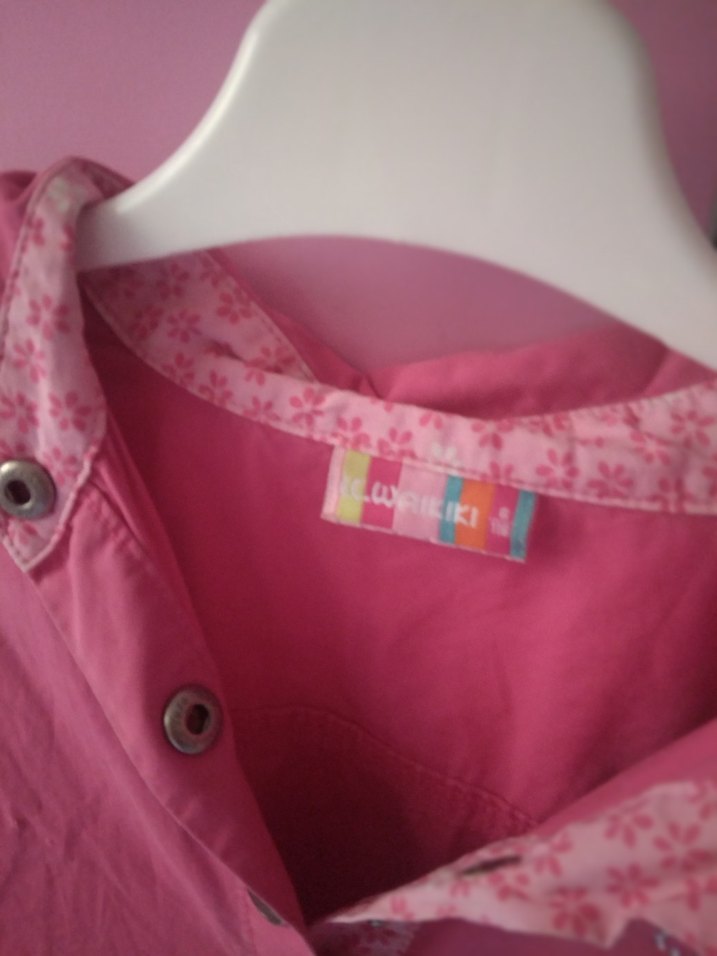 Kız Çocuk Pembe Kısa Kollu Beli Kuşaklı keten elbise - Görsel 3