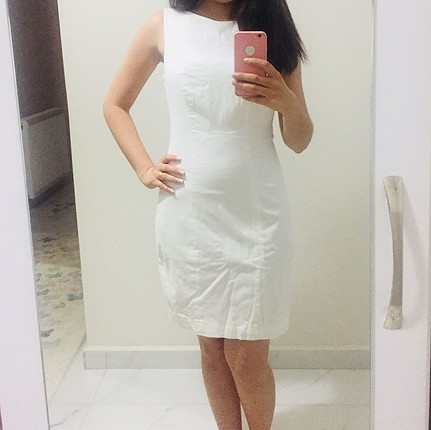s Beden beyaz Renk Sırt Dekolteli Yazlık Elbise