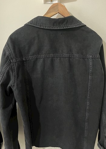 Düğmeli Siyah Kadın Jean Ceket - Görsel 5