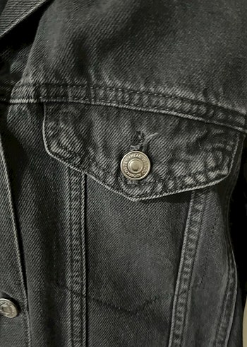 Düğmeli Siyah Kadın Jean Ceket - Görsel 2