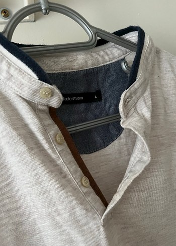 Düğmeli Beyaz Keten Erkek Polo Tişört - Görsel 4