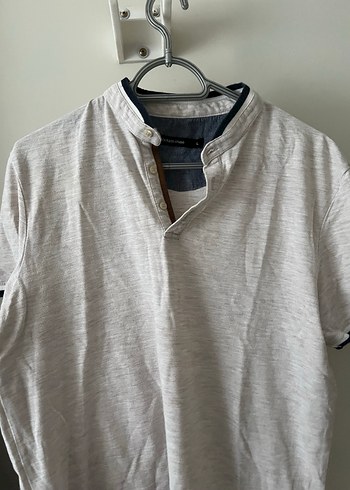 Düğmeli Beyaz Keten Erkek Polo Tişört - Görsel 3