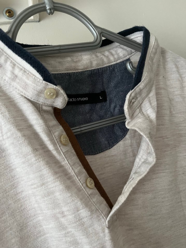 Düğmeli Beyaz Keten Erkek Polo Tişört - Görsel 4