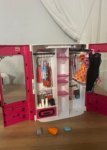 Barbie Pembe Oyuncak Gardırop Dolabı - Görsel 4