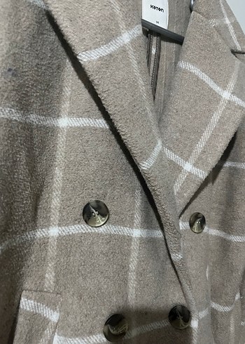 Ekose Desenli Çift Düğmeli Kaban - Görsel 5