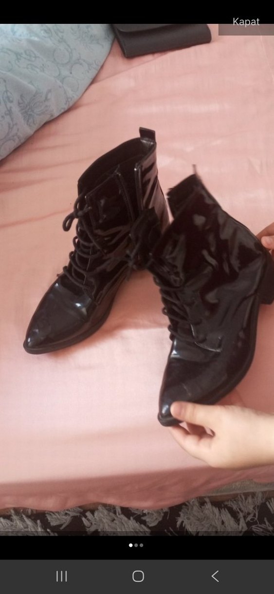 Siyah Deri Gotik Stiletto Topuklu Bot - Görsel 2