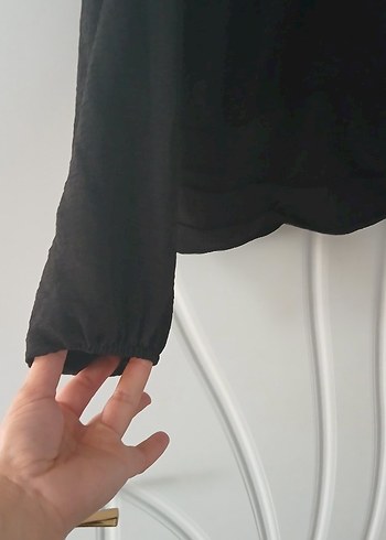 Drapeli Siyah Keten gömlek - Görsel 6