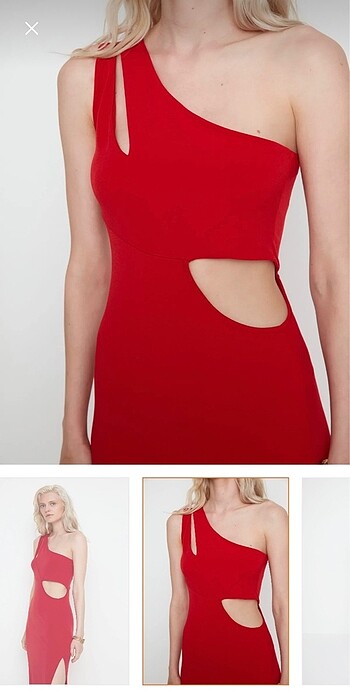 Trendyol & Milla TRENDYOLMILLA KIRMIZI CUT OUT DETAYLI ELBİSE - YENİ ETİKETLİ