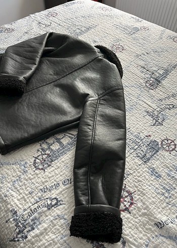 Zara Kürklü Siyah Deri Ceket - Görsel 3