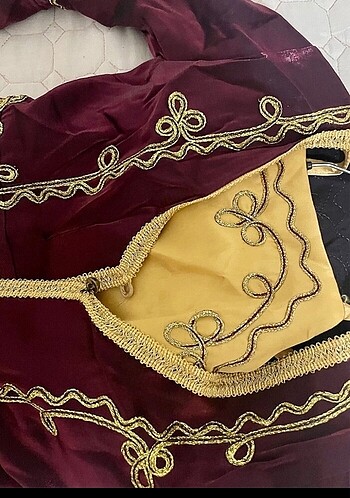 11-12 Yaş Beden bordo Renk Kız çocuk kaftanlı bindallı kına elbisesi