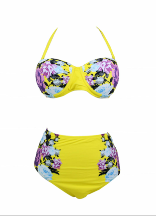m Beden sarı Renk retro yüksek bel bikini