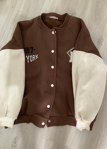 Düğmeli Kahverengi Kadın Streetwear Ceket