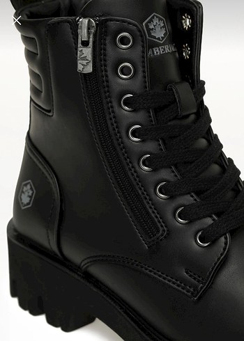 Siyah Deri Biker Bot, Kemer Detaylı, Kalın Topuklu - Görsel 7