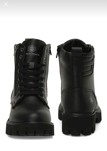 Siyah Deri Biker Bot, Kemer Detaylı, Kalın Topuklu - Görsel 5