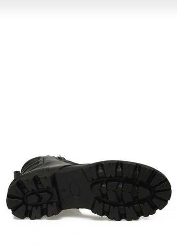 Siyah Deri Biker Bot, Kemer Detaylı, Kalın Topuklu - Görsel 6