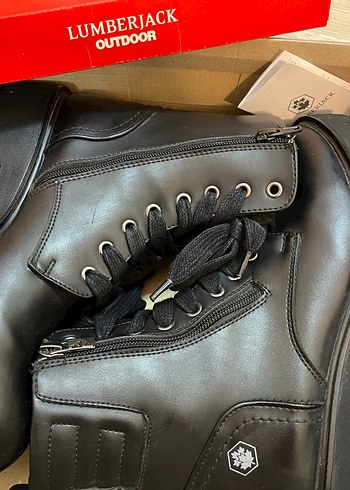 Siyah Deri Biker Bot, Kemer Detaylı, Kalın Topuklu - Görsel 12