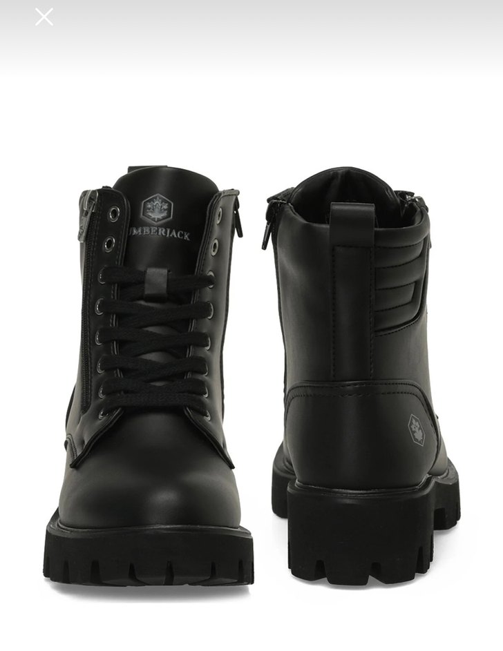 Siyah Deri Biker Bot, Kemer Detaylı, Kalın Topuklu - Görsel 5